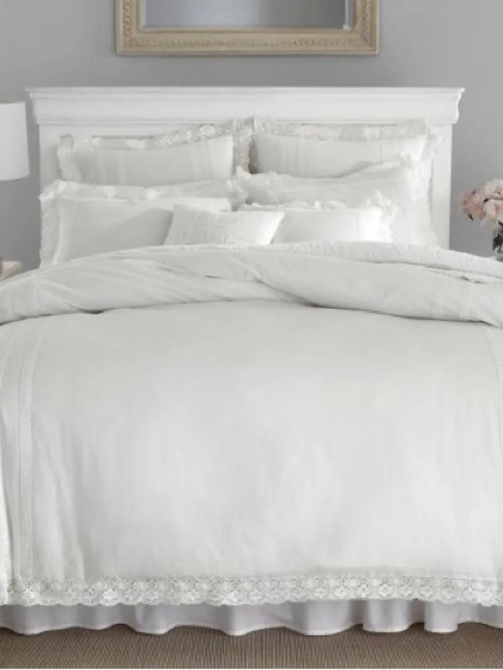 King Annabella Reversible Duvet Cover Set White - Stone Cottage: Laura Ashley